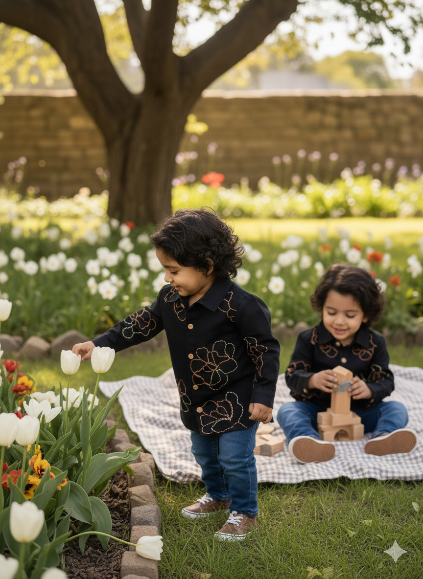 Black Flower Leaf (Full Sleeve)
