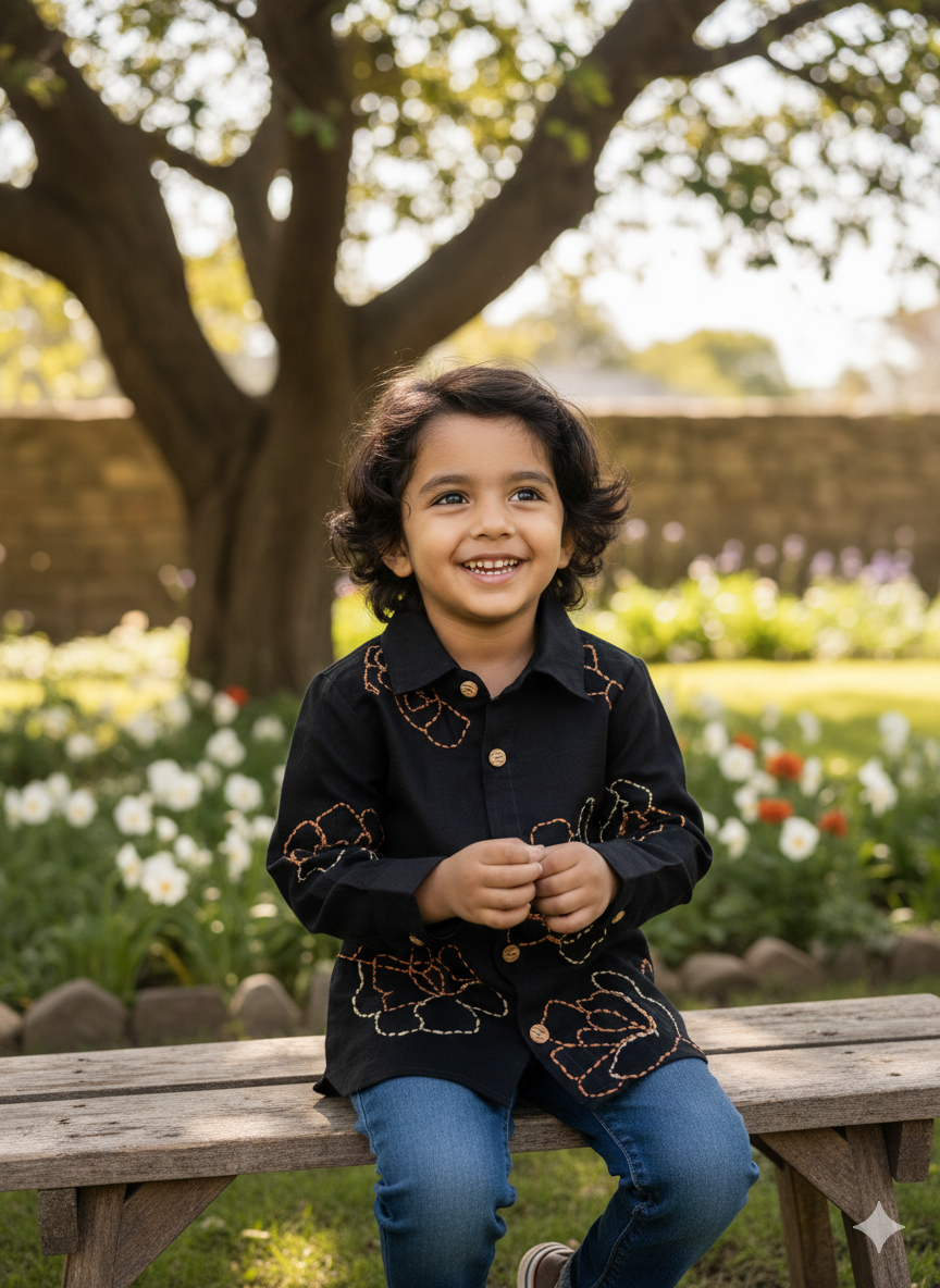 Black Flower Leaf (Full Sleeve)